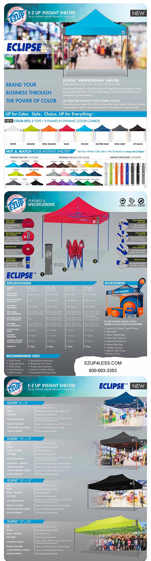 EZ UP Eclipse 10' x 10' Replacement Canopy Top